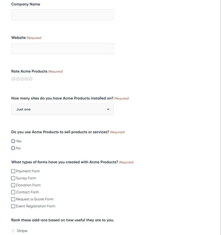 the gravity forms customer survey template